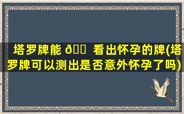 塔罗牌能 🐠 看出怀孕的牌(塔罗牌可以测出是否意外怀孕了吗)